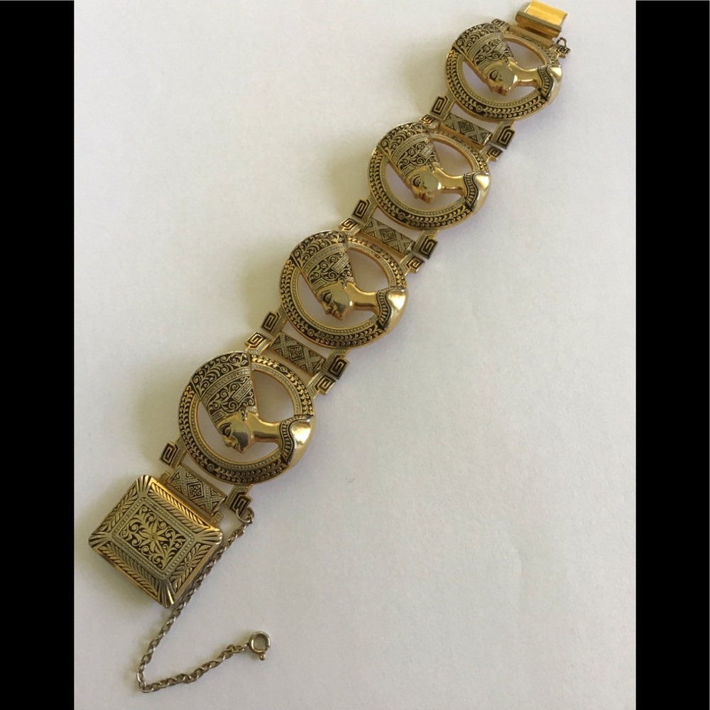 Damascene Style Egyptian Nefertiti Bracelet